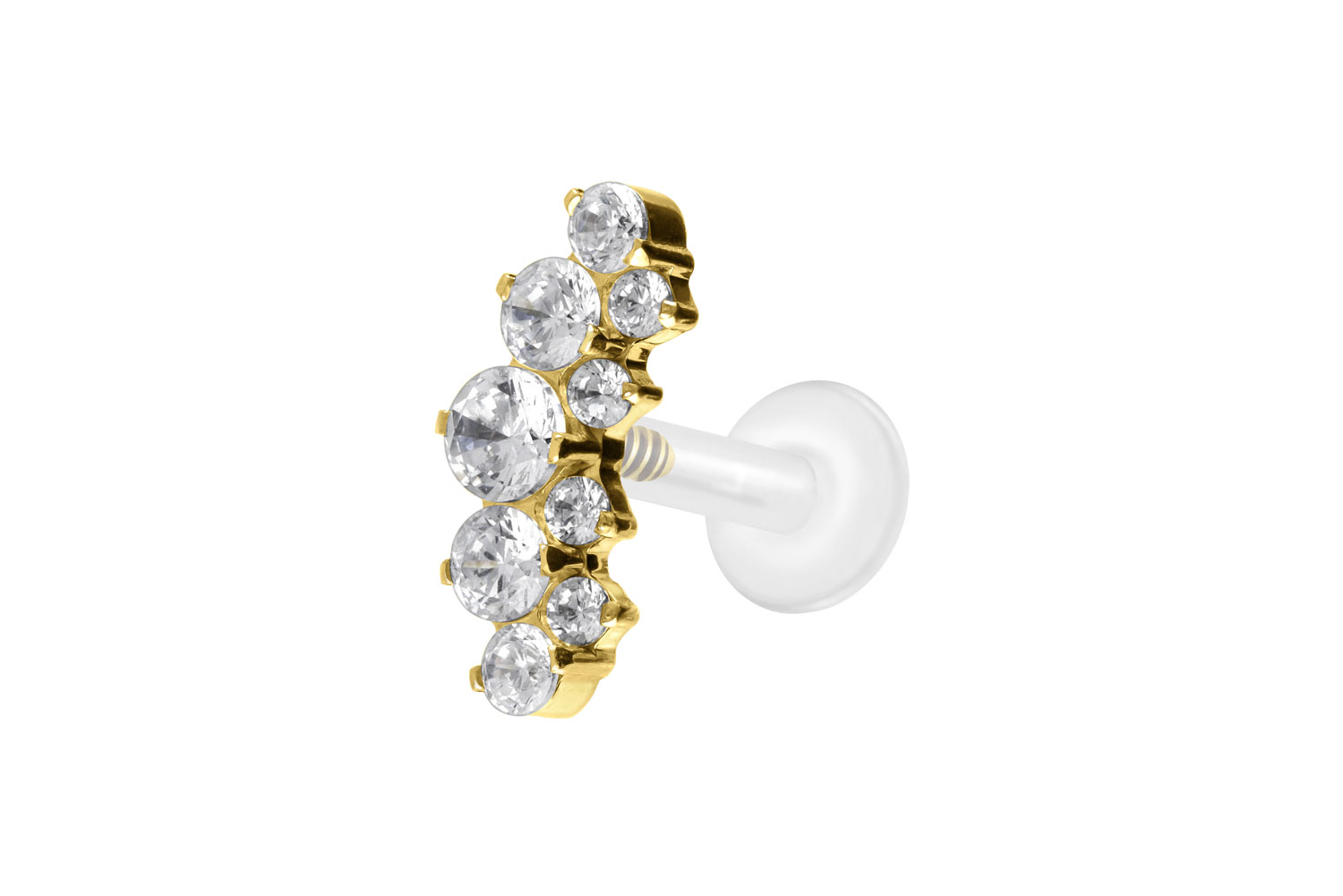 PTFE Labret Piercing mit Innengewinde + Titan-Aufsatz KRISTALLBOGEN